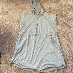 Gray t-shirt dress with hood. Size xl.